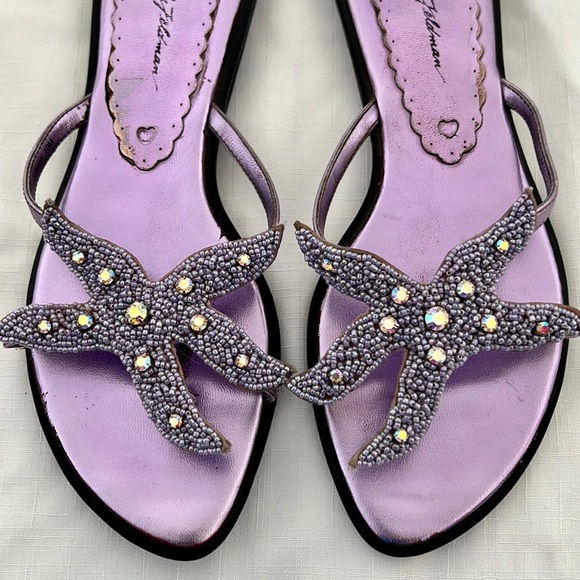 Beverly Feldman~Metallic Lavender Starfish Sandals - Picture 12 of 13